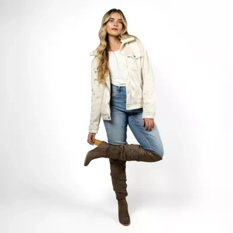 Journee Collection Womens Kaison Stacked Heel Over the Knee Boots