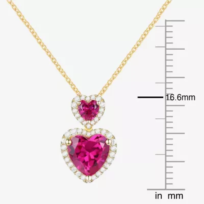 Womens Gemstone 14K Gold Over Silver Heart Pendant Necklace