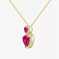 Womens Gemstone 14K Gold Over Silver Heart Pendant Necklace