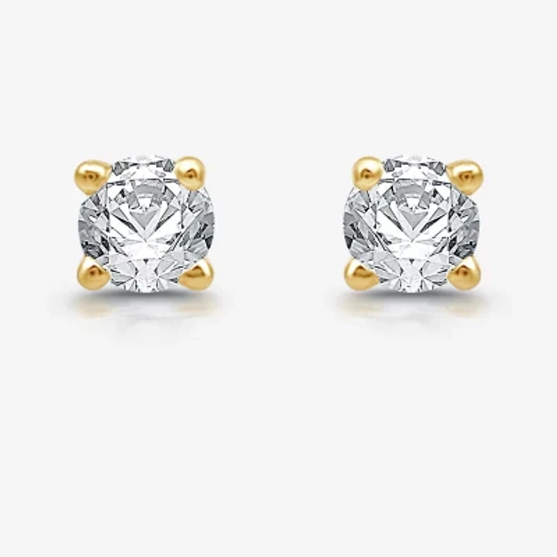 Ever Star (H-I / I1) 1/5 CT. Lab Grown White Diamond 14K Gold Over Silver 3mm Round Stud Earrings