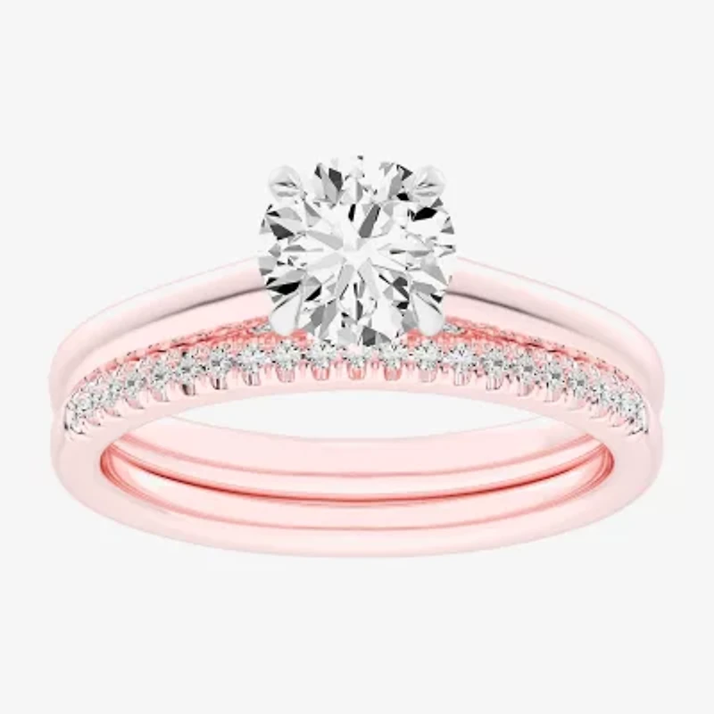 (G / Vs2-Si1) Womens 1 1/4 CT. T.W. Lab Grown White Diamond 14K Gold Round Solitaire Bridal Set