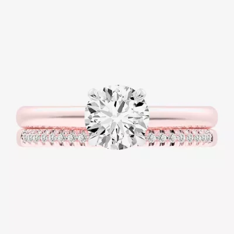 (G / Vs2-Si1) Womens 1 1/4 CT. T.W. Lab Grown White Diamond 14K Gold Round Solitaire Bridal Set