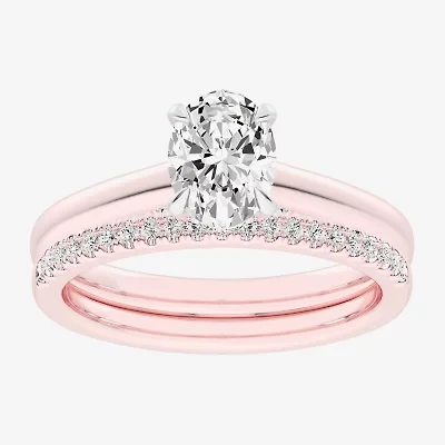 (G / Vs2-Si1) Womens 1 1/4 CT. T.W. Lab Grown White Diamond 14K Gold Oval Solitaire Bridal Set