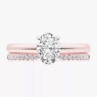 (G / Vs2-Si1) Womens 1 1/4 CT. T.W. Lab Grown White Diamond 14K Gold Oval Solitaire Bridal Set