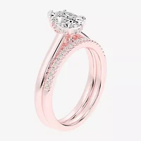 (G / Vs2-Si1) Womens 1 1/4 CT. T.W. Lab Grown White Diamond 14K Gold Pear Solitaire Bridal Set