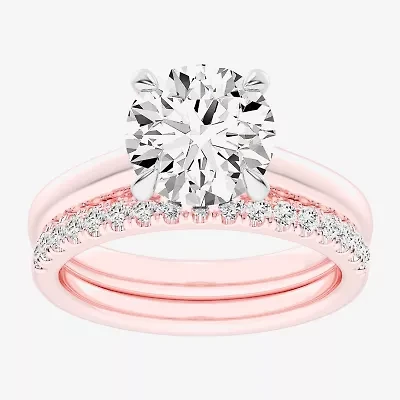 (G-H / Vs2-Si1) Womens 3 1/2 CT. T.W Lab Grown White Diamond 14K Gold Round Solitaire Bridal Set