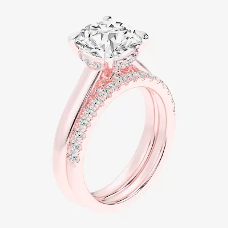 (G-H / Vs2-Si1) Womens 3 1/2 CT. T.W Lab Grown White Diamond 14K Gold Round Solitaire Bridal Set