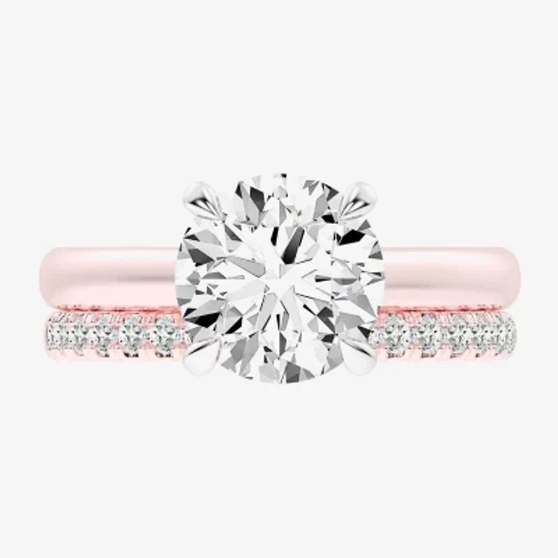 (G-H / Vs2-Si1) Womens 3 1/2 CT. T.W Lab Grown White Diamond 14K Gold Round Solitaire Bridal Set