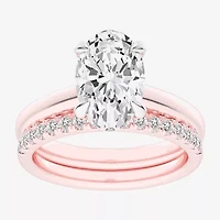 (G-H / Vs2-Si1) Womens 3 1/2 CT. T.W Lab Grown White Diamond 14K Gold Oval Solitaire Bridal Set