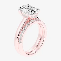 (G-H / Vs2-Si1) Womens 3 1/2 CT. T.W Lab Grown White Diamond 14K Gold Oval Solitaire Bridal Set