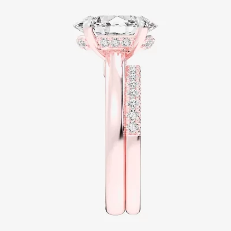 (G-H / Vs2-Si1) Womens 3 1/2 CT. T.W Lab Grown White Diamond 14K Gold Oval Solitaire Bridal Set