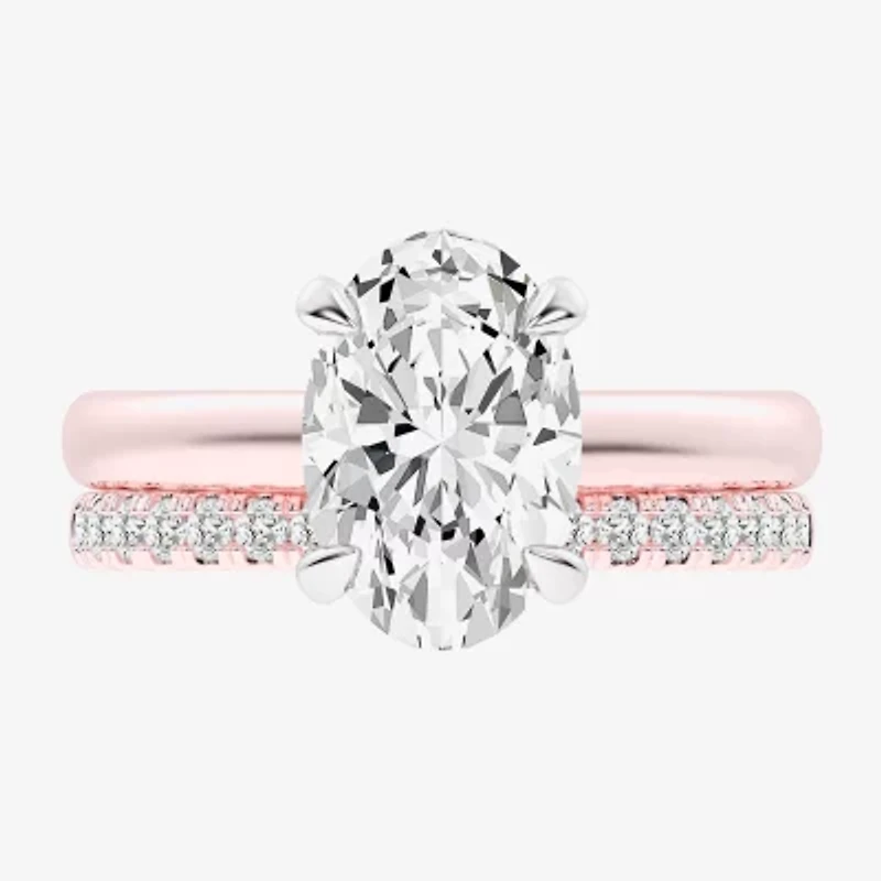 (G-H / Vs2-Si1) Womens 3 1/2 CT. T.W Lab Grown White Diamond 14K Gold Oval Solitaire Bridal Set