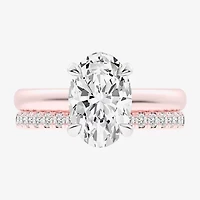 (G-H / Vs2-Si1) Womens 3 1/2 CT. T.W Lab Grown White Diamond 14K Gold Oval Solitaire Bridal Set