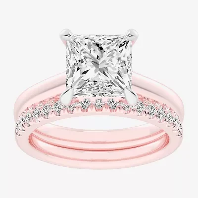 (G-H / Vs2-Si1) Womens 3 1/2 CT. T.W Lab Grown White Diamond 14K Gold Solitaire Bridal Set