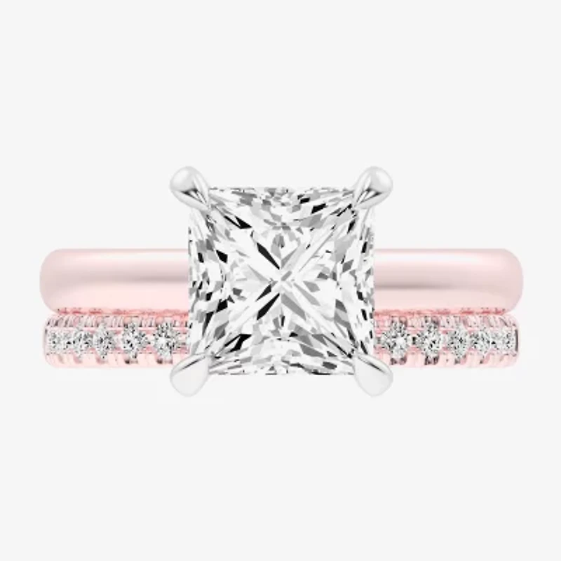 (G-H / Vs2-Si1) Womens 3 1/2 CT. T.W Lab Grown White Diamond 14K Gold Solitaire Bridal Set