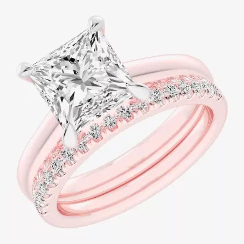 (G-H / Vs2-Si1) Womens 3 1/2 CT. T.W Lab Grown White Diamond 14K Gold Solitaire Bridal Set