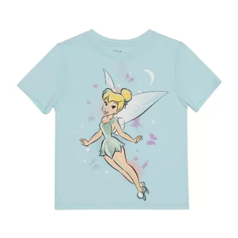 Disney Collection Little & Big Kid Girls Crew Neck Short Sleeve Regular Fit Tinker Bell Graphic T-Shirt