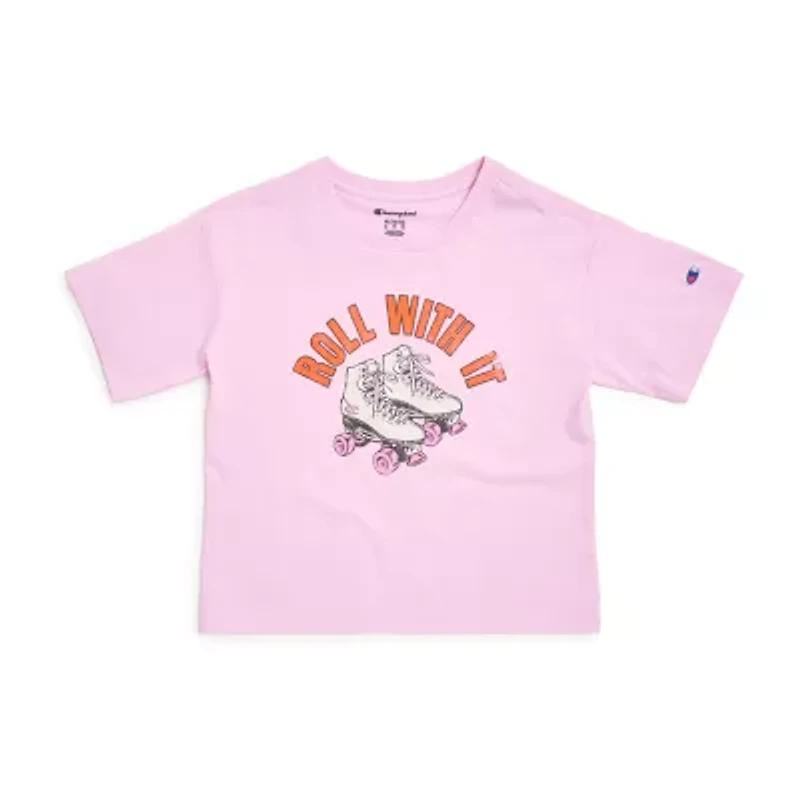 Champion Big Kid Girls Crew Neck Short Sleeve Boxy Fit Graphic T-Shirt