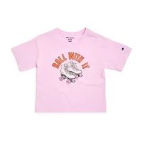 Champion Big Kid Girls Crew Neck Short Sleeve Boxy Fit Graphic T-Shirt