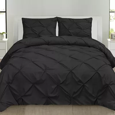 Sweet Home Collection™ Duvet Cover Pinch Pleat Pintuck Design with Zipper Closure and Shams
