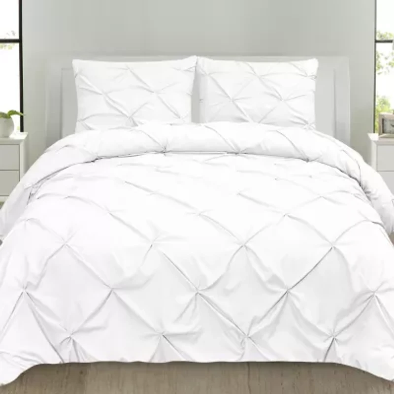 Sweet Home Collection™ Duvet Cover Pinch Pleat Pintuck Design with Zipper Closure and Shams