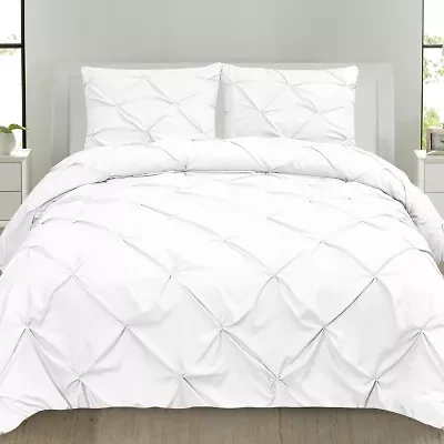 Sweet Home Collection™ Duvet Cover Pinch Pleat Pintuck Design with Zipper Closure and Shams