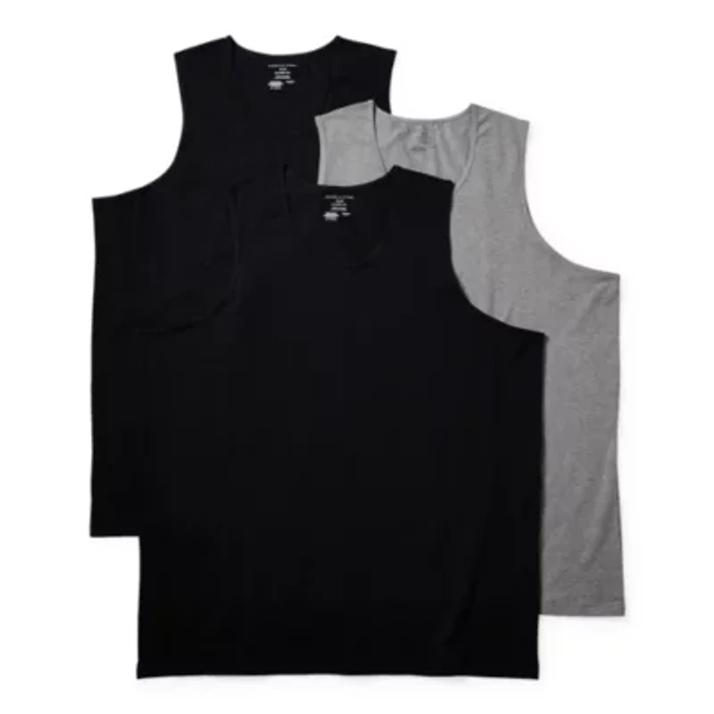 Shaquille O'Neal XLG Activated Cooling Mens Crew Neck Sleeveless 3 Pack Big and Tall Tank