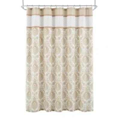 Broadhaven Tan Scroll Shower Curtain