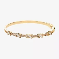 Sparkle Allure Womens Cubic Zirconia 14K Gold Over Brass Round Bangle Bracelet