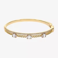 Sparkle Allure Womens Cubic Zirconia 14K Gold Over Brass Oval Round Bangle Bracelet