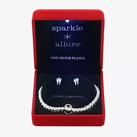 Sparkle Allure Light Up Box Womens Cubic Zirconia Pure Silver Over Brass Round 2-pc. Jewelry Set