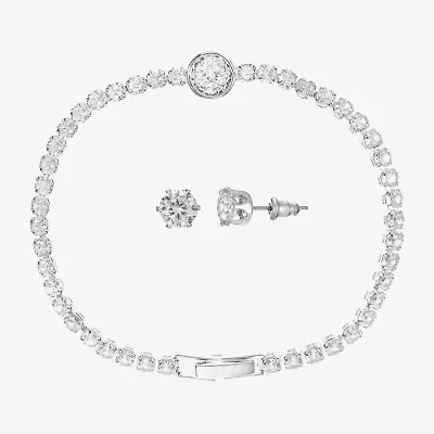 Sparkle Allure Light Up Box Womens Cubic Zirconia Pure Silver Over Brass Round 2-pc. Jewelry Set