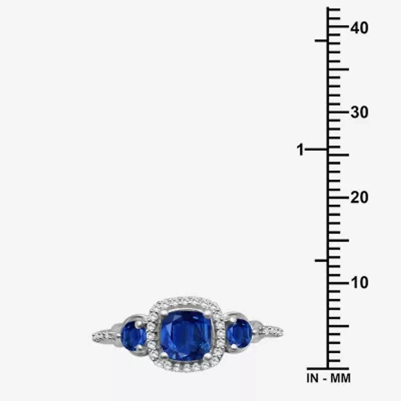 Womens Gemstone & 1/10 CT. T.W. Natural Diamond 10K Gold Round 3-Stone Cocktail Ring
