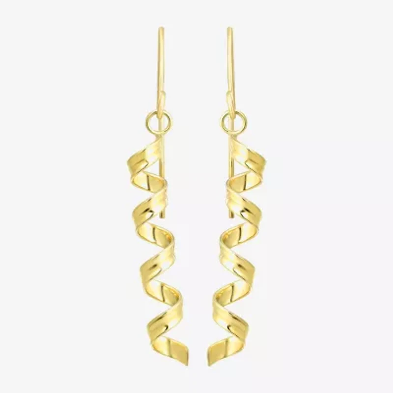 Twist Dangle Womens 10K Gold Drop Earrings