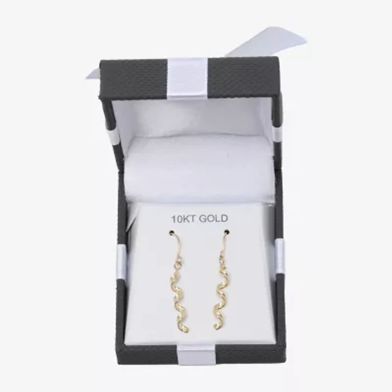 Twist Dangle Womens 10K Gold Drop Earrings