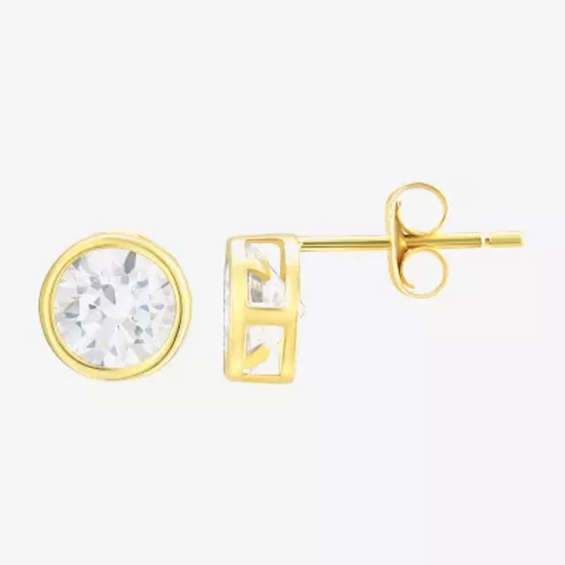 Cubic Zirconia 14K Gold 6mm Stud Earrings