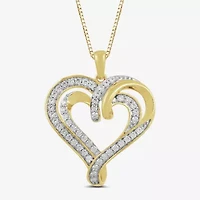 Womens 1/2 CT. T.W. Lab Grown White Diamond 14K Gold Over Silver Sterling Silver Heart 18 Inch Pendant Necklace