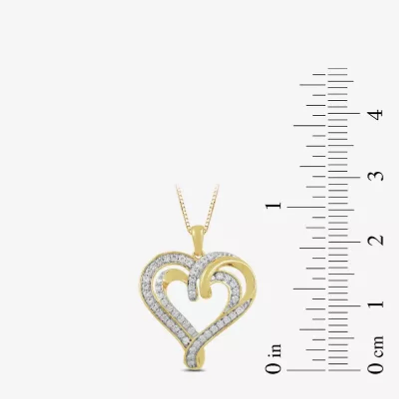 Womens 1/2 CT. T.W. Lab Grown White Diamond 14K Gold Over Silver Sterling Silver Heart 18 Inch Pendant Necklace