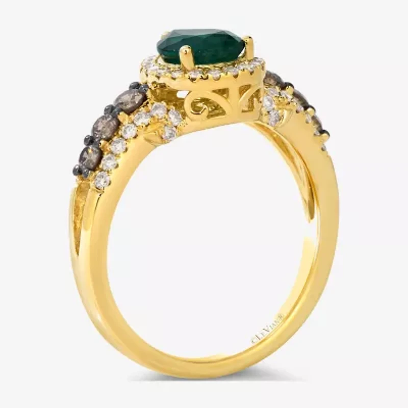 Le Vian® Grand Sample Sale™ Ring featuring 7/8 CT. Emerald 1/3 CT. Chocolate Diamonds® 3/8 CT. Nude Diamonds™ set in 14K Honey Gold™