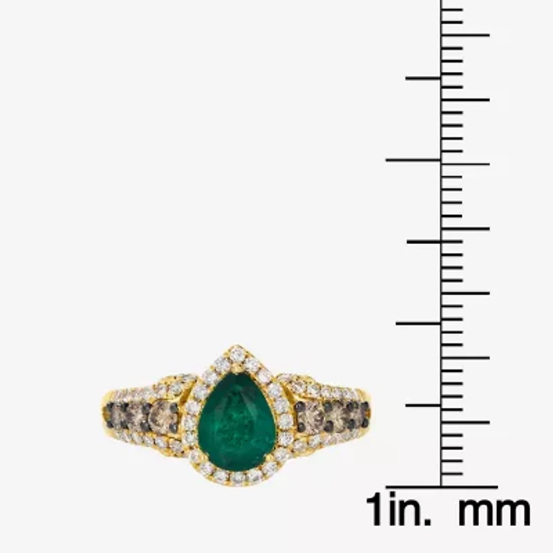 Le Vian® Grand Sample Sale™ Ring featuring 7/8 CT. Emerald 1/3 CT. Chocolate Diamonds® 3/8 CT. Nude Diamonds™ set in 14K Honey Gold™