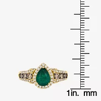 Le Vian® Grand Sample Sale™ Ring featuring 7/8 CT. Emerald 1/3 CT. Chocolate Diamonds® 3/8 CT. Nude Diamonds™ set in 14K Honey Gold™