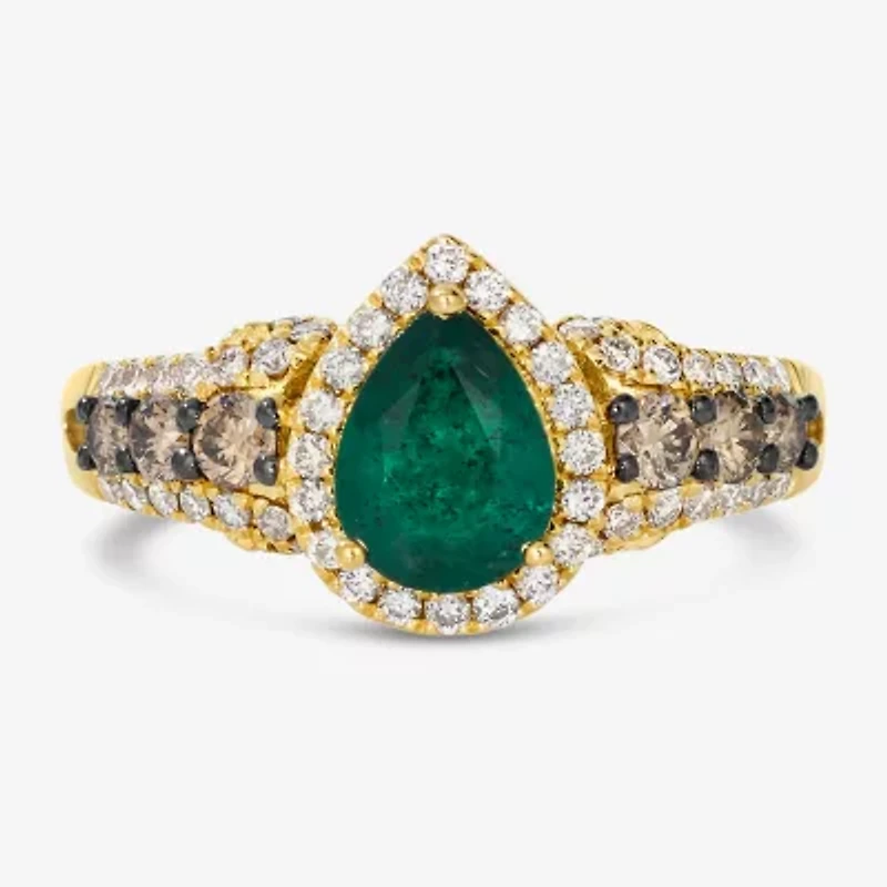 Le Vian® Grand Sample Sale™ Ring featuring 7/8 CT. Emerald 1/3 CT. Chocolate Diamonds® 3/8 CT. Nude Diamonds™ set in 14K Honey Gold™