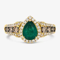 Le Vian® Grand Sample Sale™ Ring featuring 7/8 CT. Emerald 1/3 CT. Chocolate Diamonds® 3/8 CT. Nude Diamonds™ set in 14K Honey Gold™