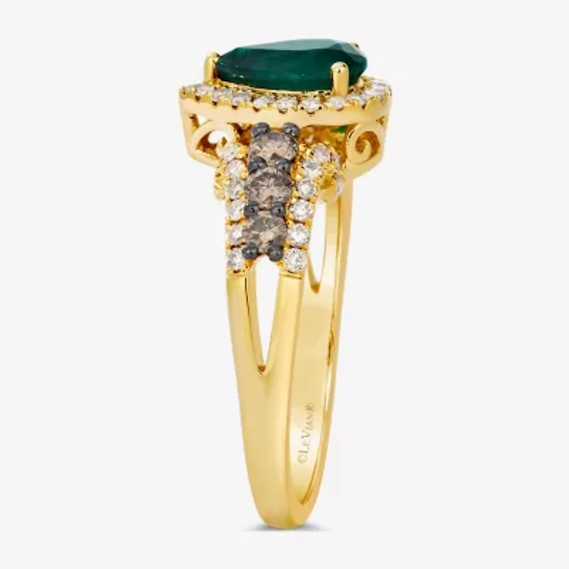 Le Vian® Grand Sample Sale™ Ring featuring 7/8 CT. Emerald 1/3 CT. Chocolate Diamonds® 3/8 CT. Nude Diamonds™ set in 14K Honey Gold™