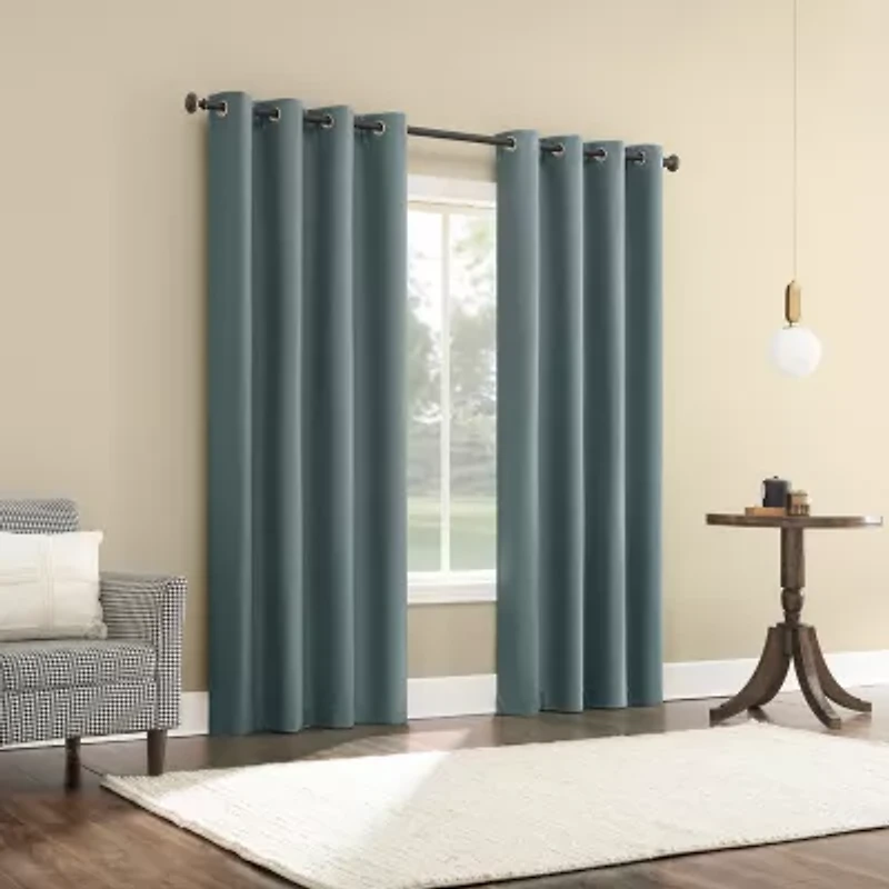 Sun Zero Atmosphere Grommet Top 100% Blackout Single Curtain Panel