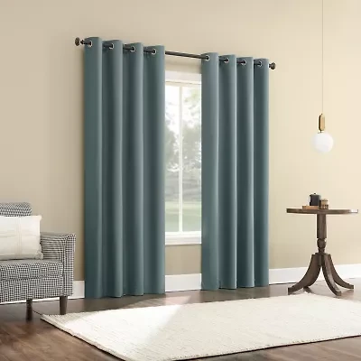 Sun Zero Atmosphere Grommet Top 100% Blackout Single Curtain Panel