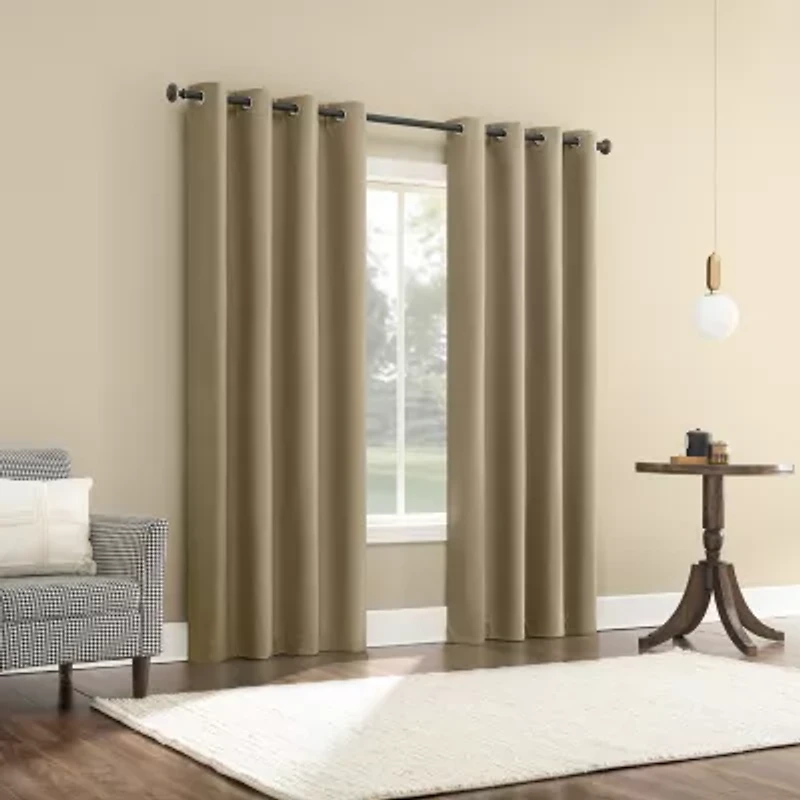 Sun Zero Atmosphere Grommet Top 100% Blackout Single Curtain Panel