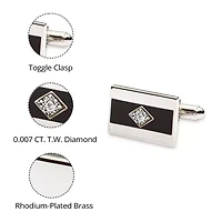 Black Enamel and Diamond Cuff Links