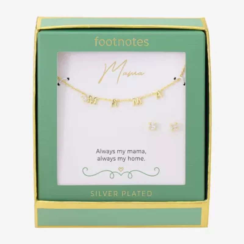 Footnotes Mama Womens Cubic Zirconia 14K Gold Over Brass 2-pc. Jewelry Set