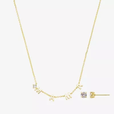 Footnotes Mama Womens Cubic Zirconia 14K Gold Over Brass 2-pc. Jewelry Set